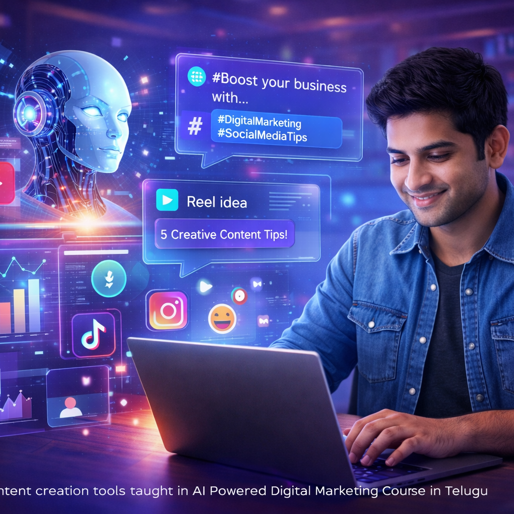 AI powered content creation tools taught in AI Powered Digital Marketing Course in Telugu
